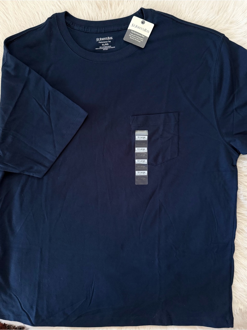 St John’s Bay Navy Academy Blue Short Sleeve Pocket Performance Tee Mens XL